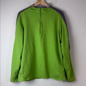 MEC vintage Green and Gray Quarter-Zip Pullover